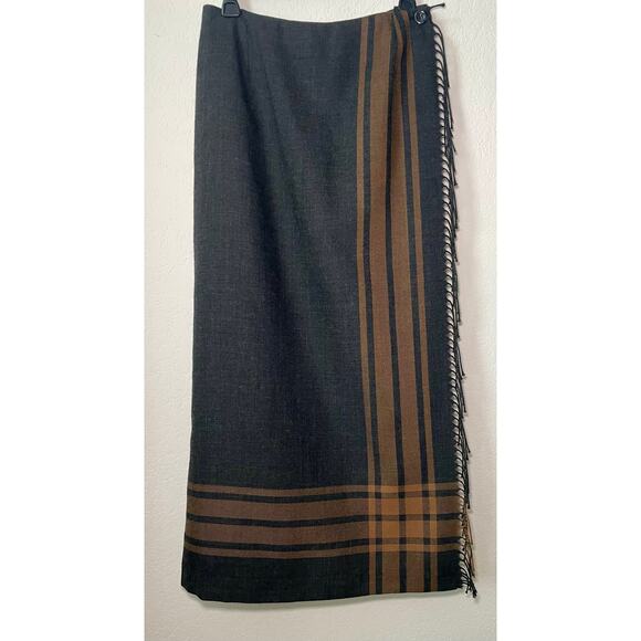 Coldwater Creek Vintage  Shawl Wrap Skirt XL Beautiful Dark Charcoal W/Copper - Picture 1 of 5